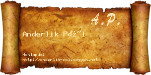 Anderlik Pál névjegykártya