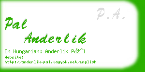 pal anderlik business card